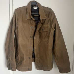 Flint and Tinder flannel-lined waxed trucker jacket by Huckberry
